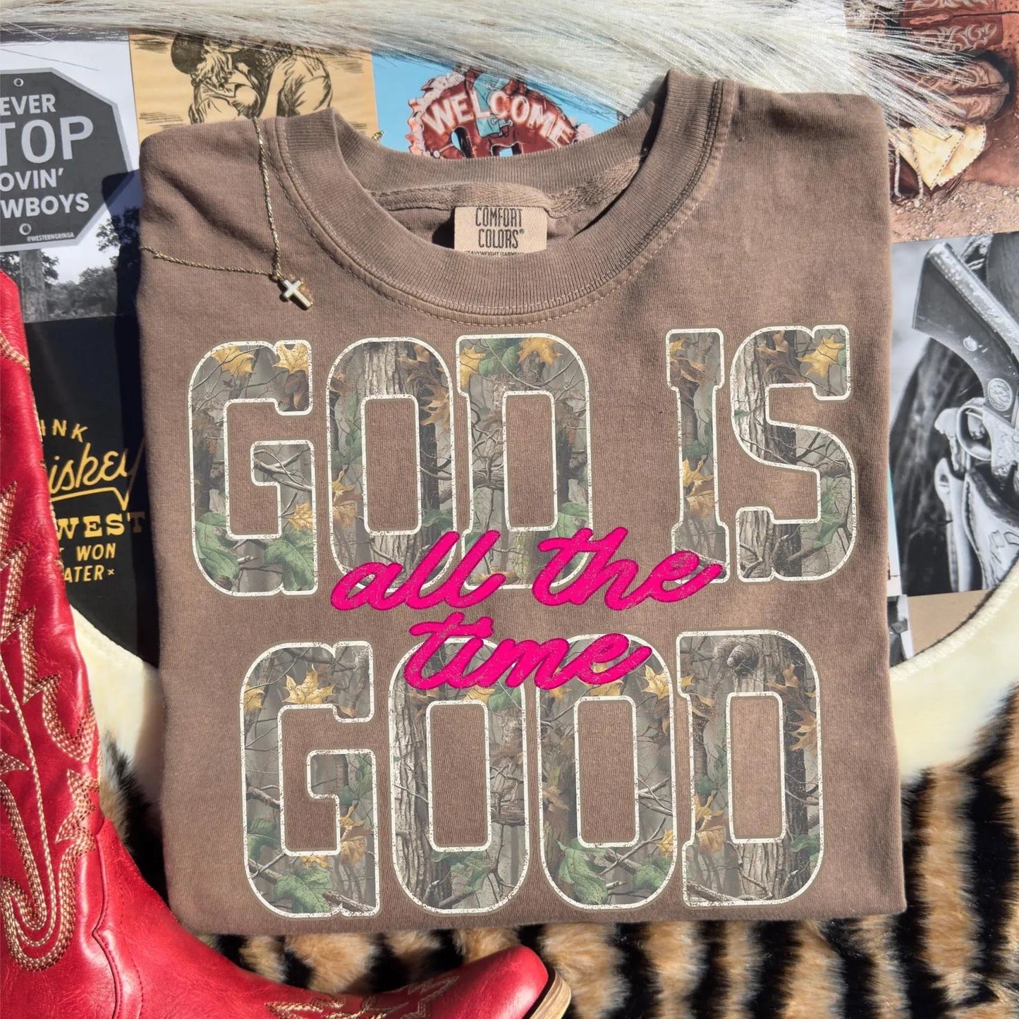 God Is Good All The Time Tee | Camo Graphic Shirt | Christian Country Tee | Western Faith Shirt | Comfort Colors Graphic Tee
