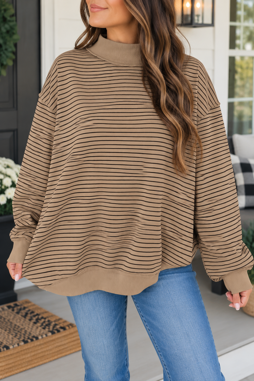 Stripe Ribbed Oversized Sweatshirt RTS