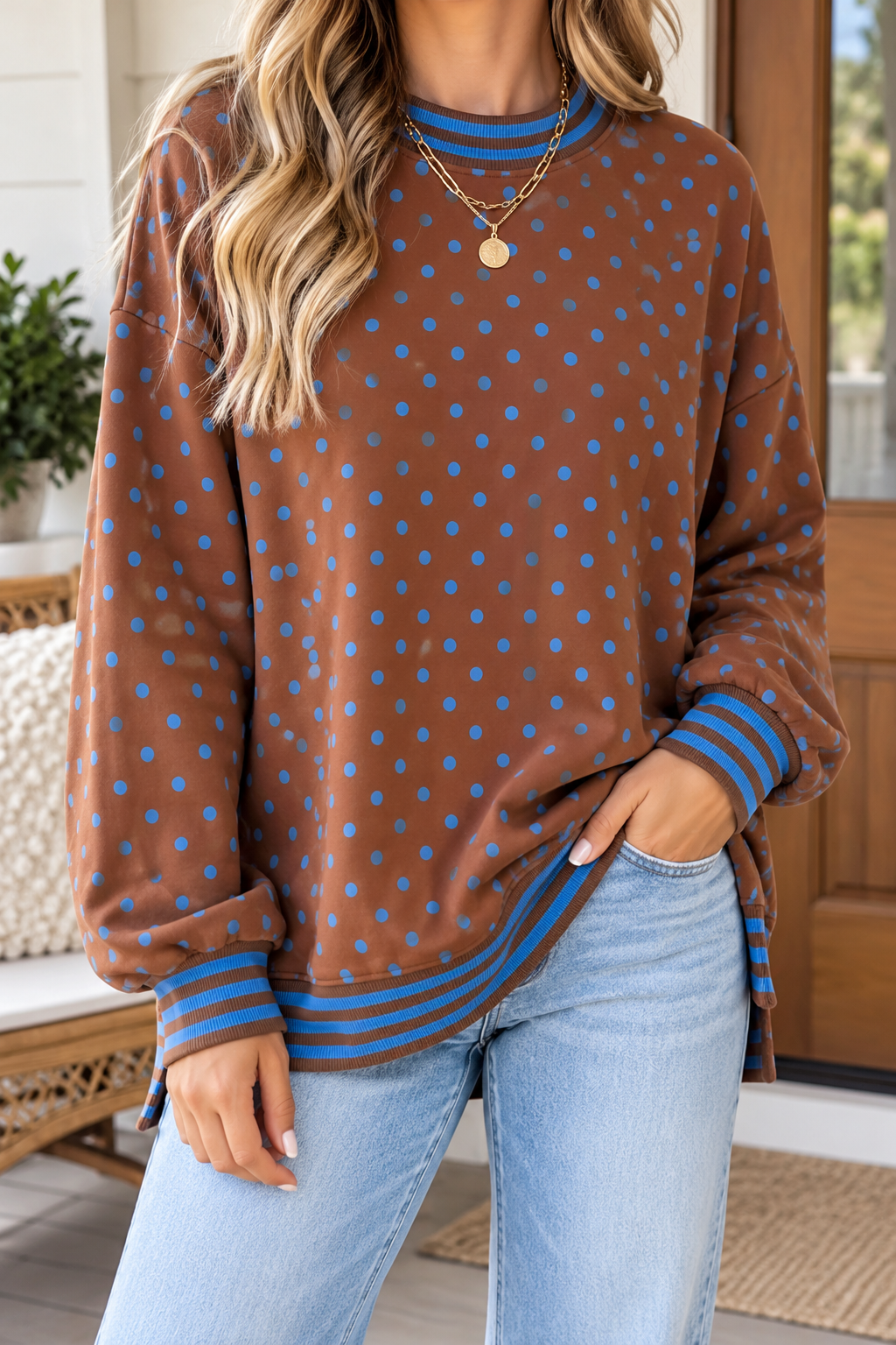 Brown Polka Dot Sweatshirt