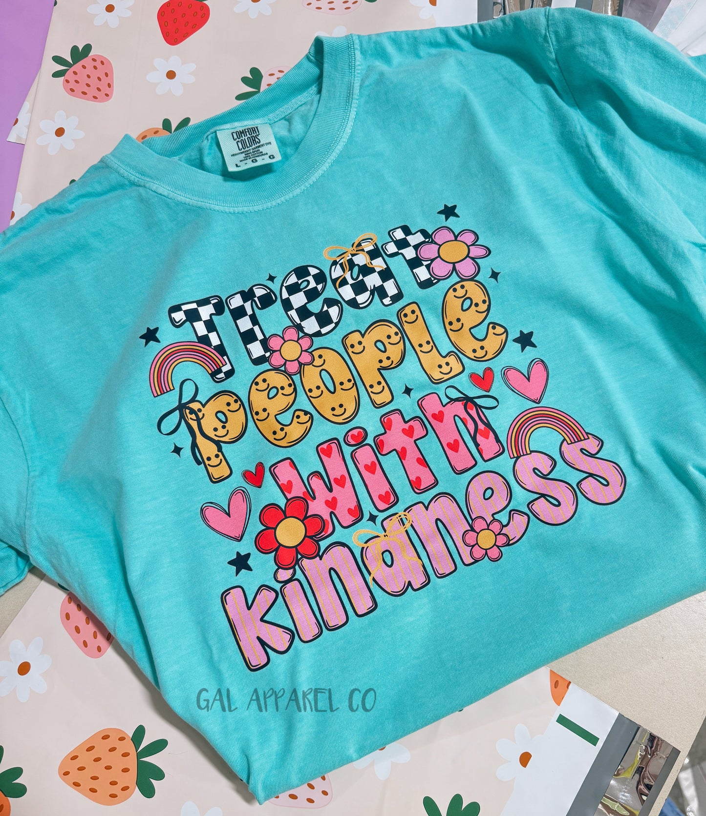 Treat People With Kindness Tee | Teacher Kindness Shirt | Colorful Graphic Tee | Inspirational Teacher Shirt | Comfort Colors Tee