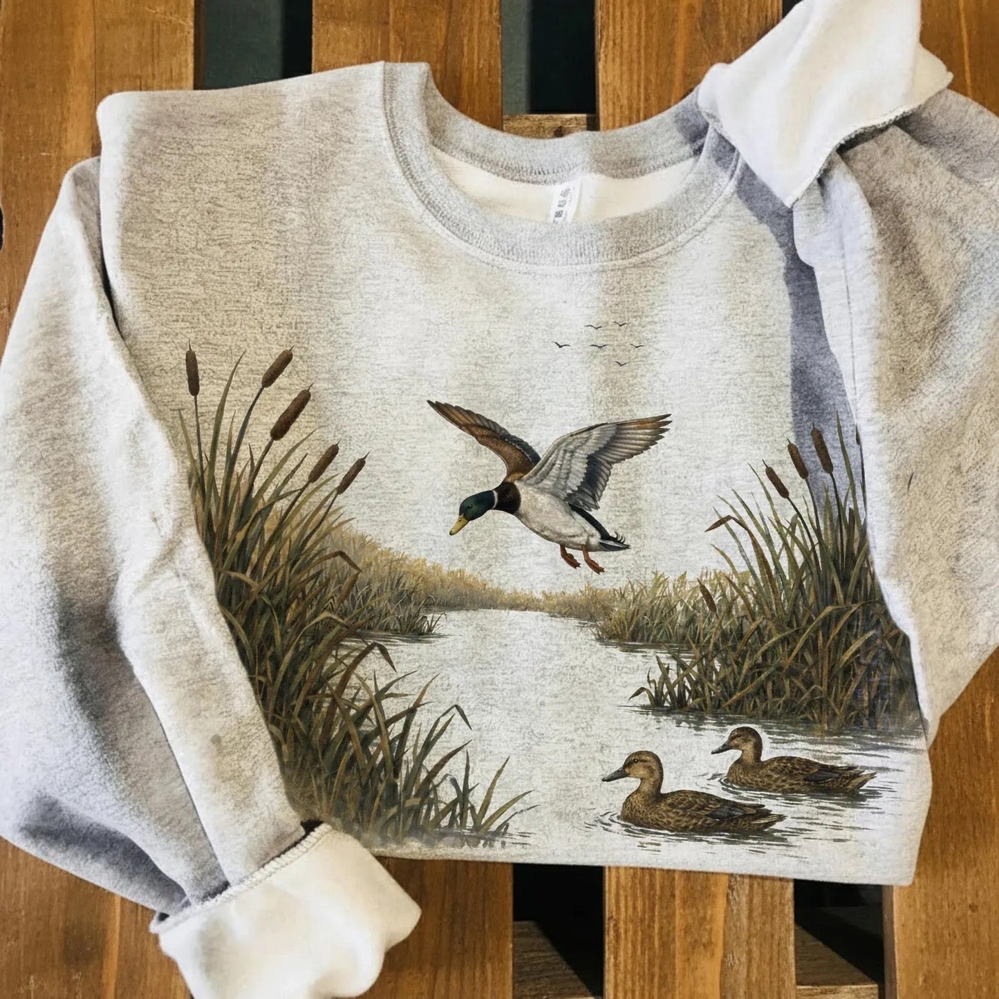 Mallard Duck Hunting Graphic Sweatshirt | Duck Hunter Crewneck | Outdoors Camo Shirt