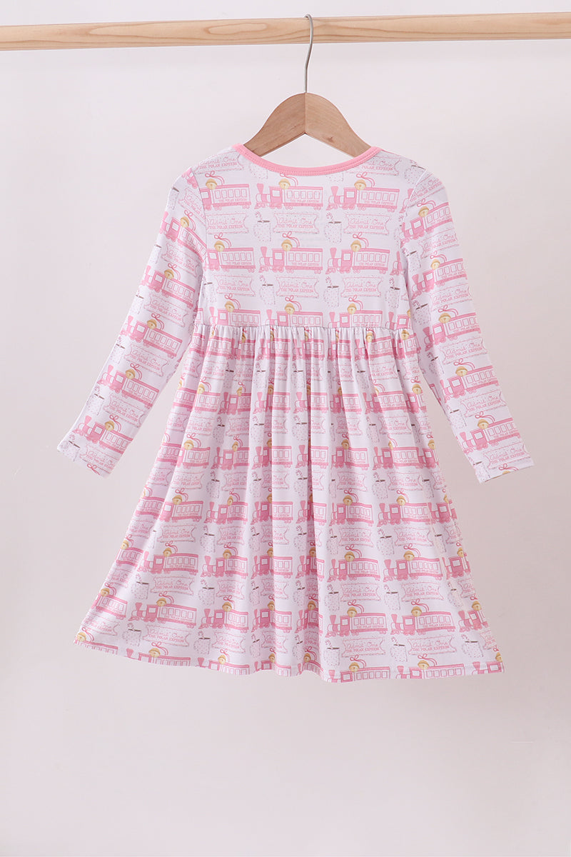 Pink train bamboo pajamas dress