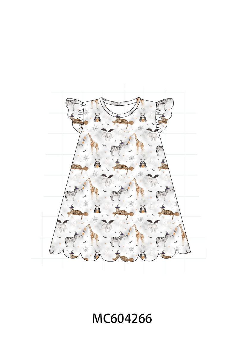 Brown zoo animal ruffle dress