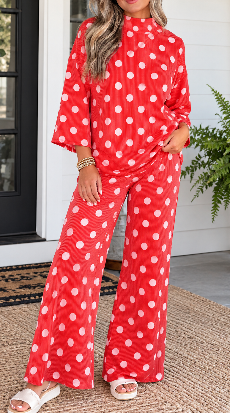 Red Polka Dot Pullover Set