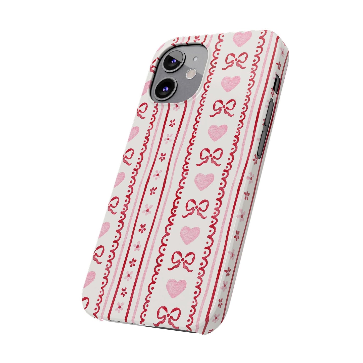 Watercolor Bow Slim Phone Case - Valentine's Day Print