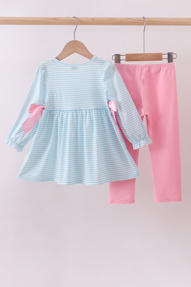 Blue bear french knot pants set