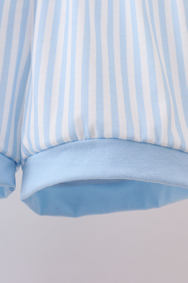 Blue I love MAMA smocked shorts set