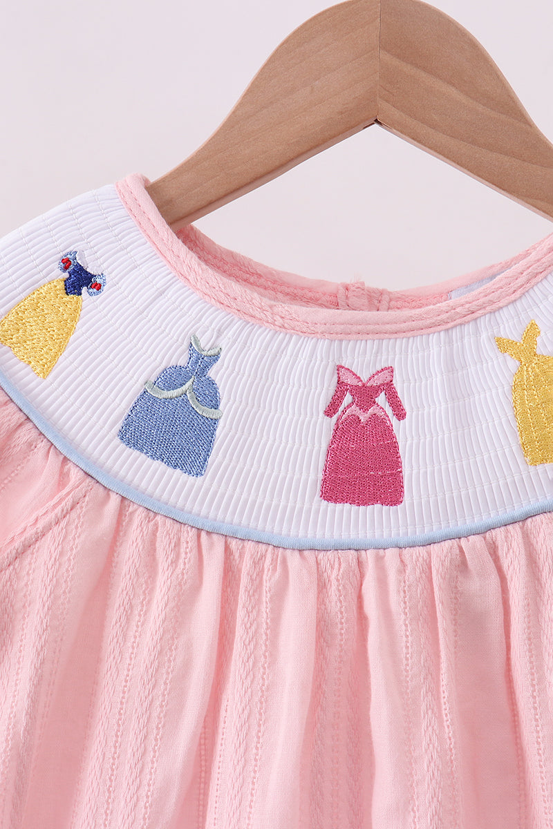 Pink princess smocked ruffle dress