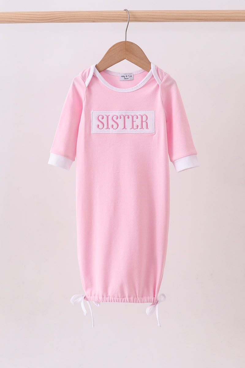 Pink sister embroidery gown