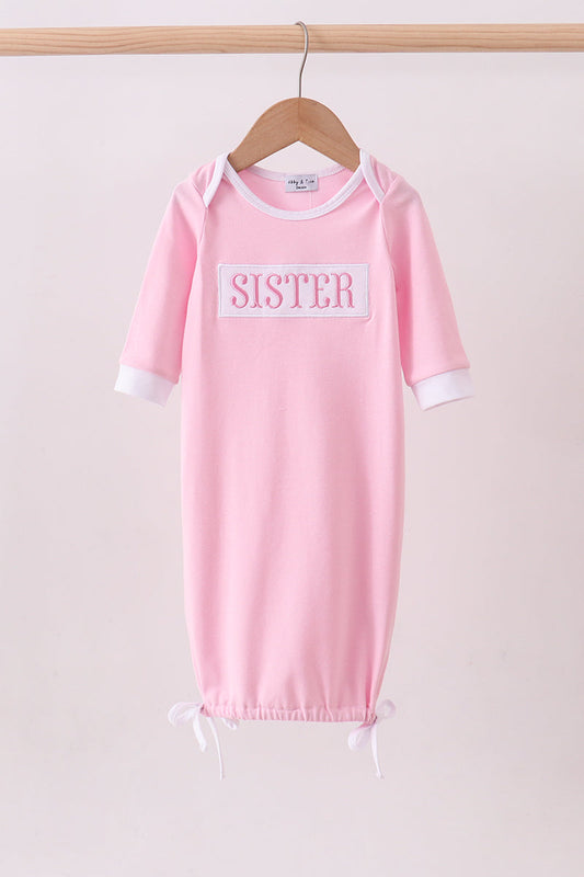 Pink sister embroidery gown