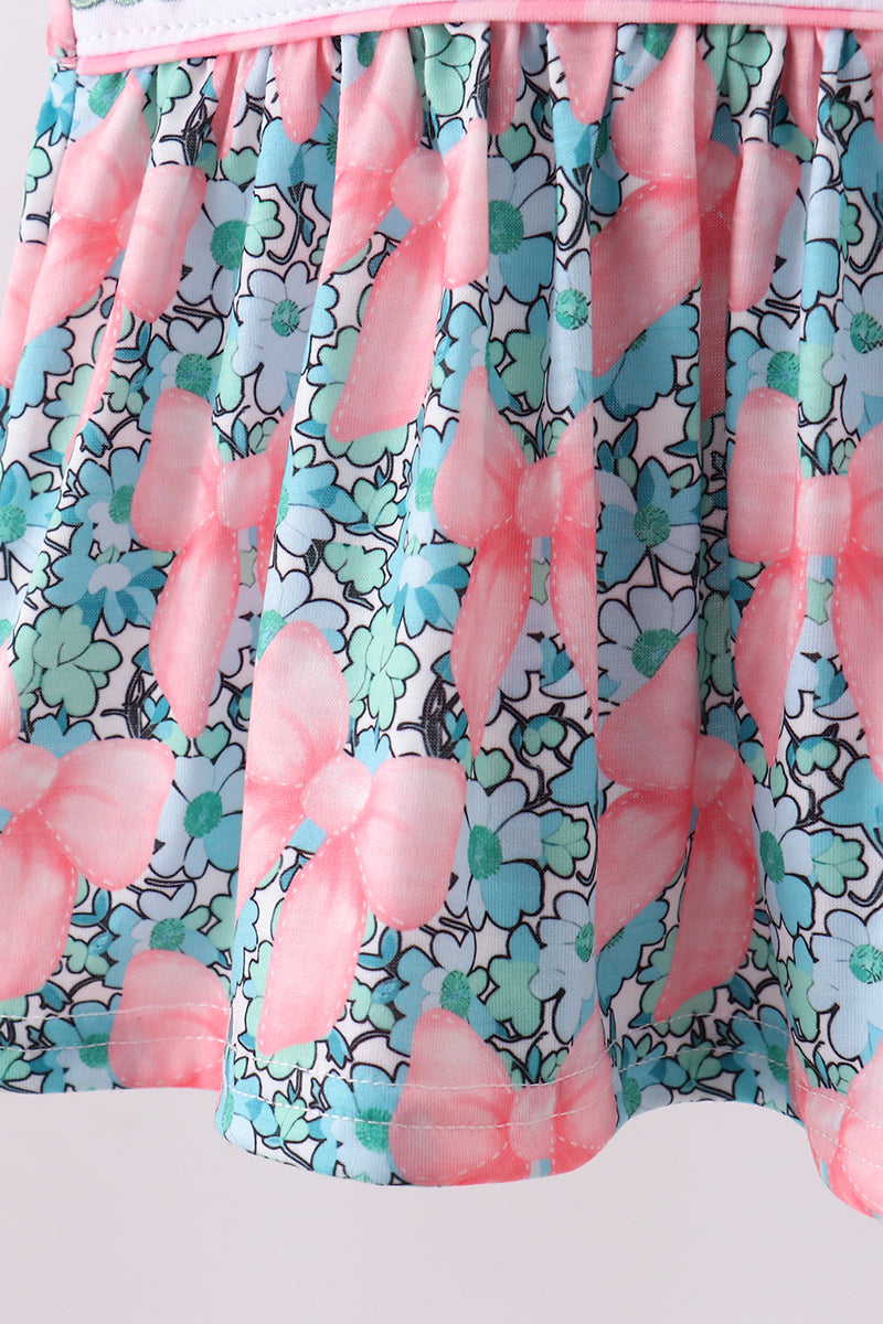 Pink floral mommy's girl embroidery ruffle bloomer set