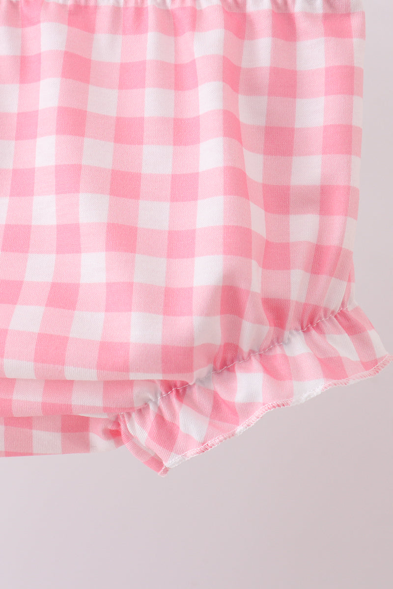 Pink floral mommy's girl embroidery ruffle bloomer set