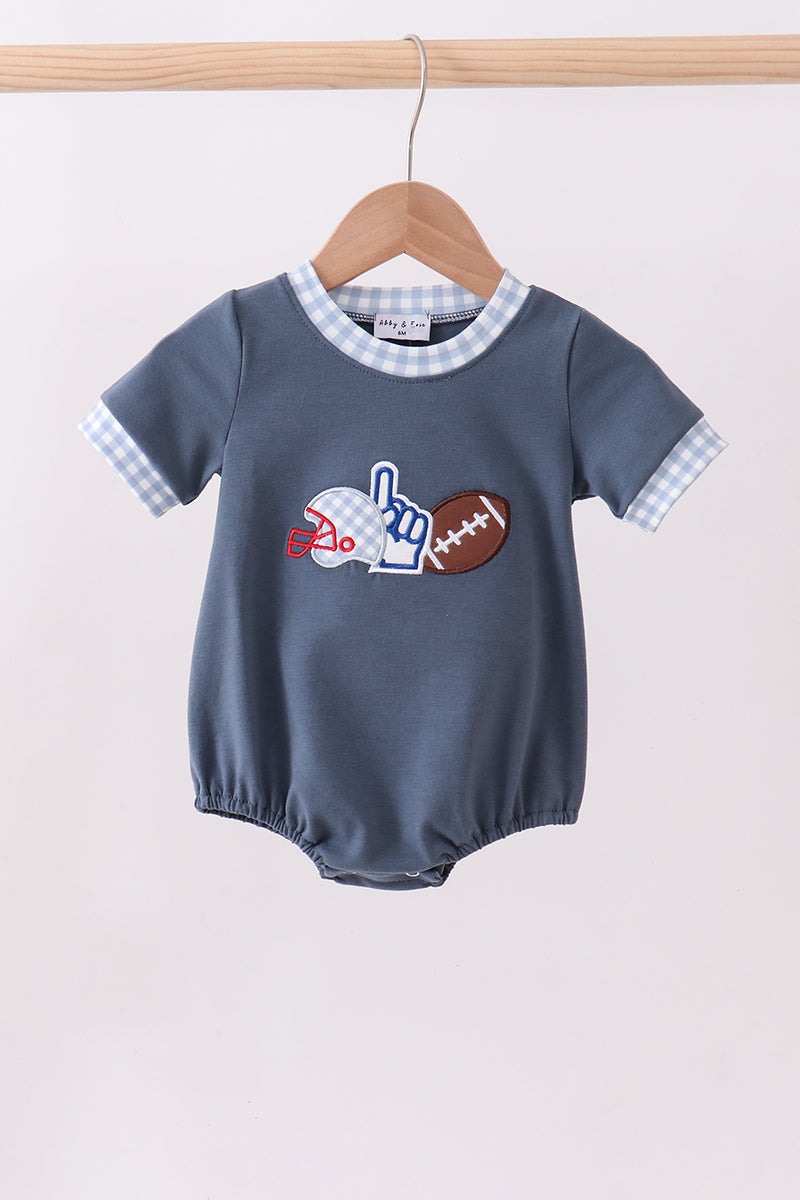Blue football applique bubble