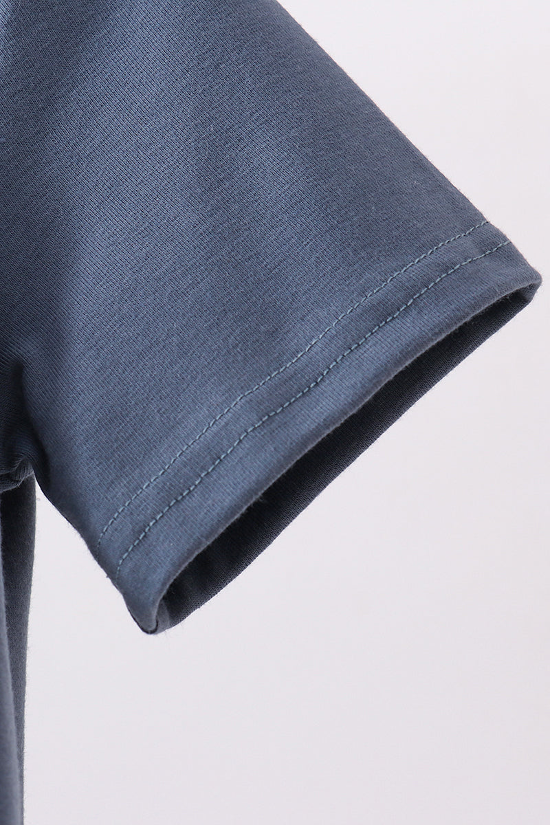 Blue football applique gingham shorts set