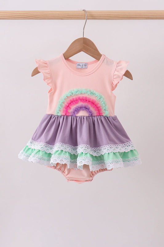 Purple lace rainbow ruffle bubble
