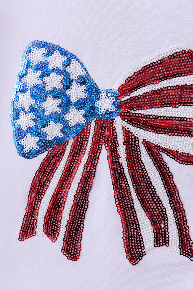 Blue bow star sequin skort set