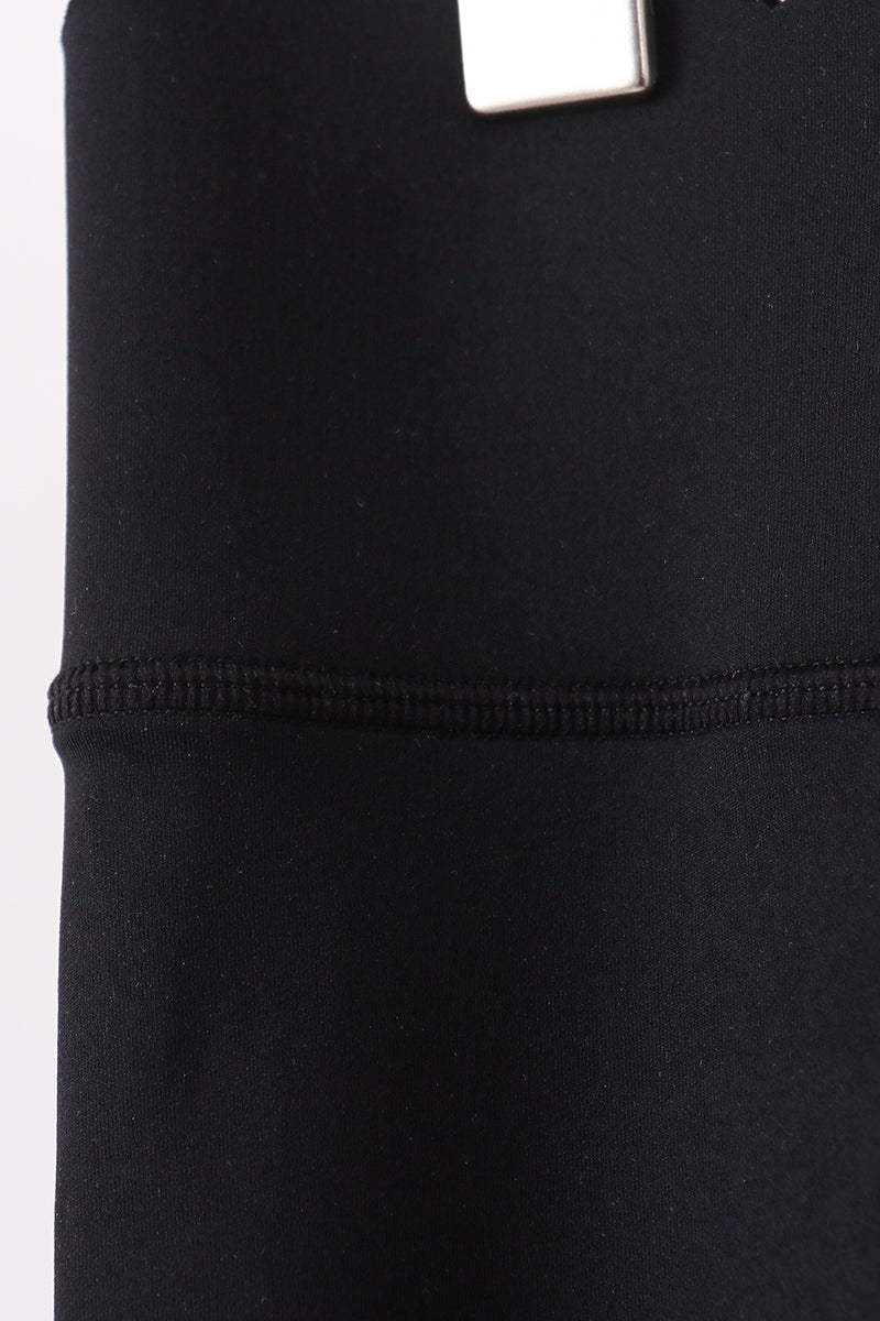 Black Scalloped Mom Yoga Active Leggings