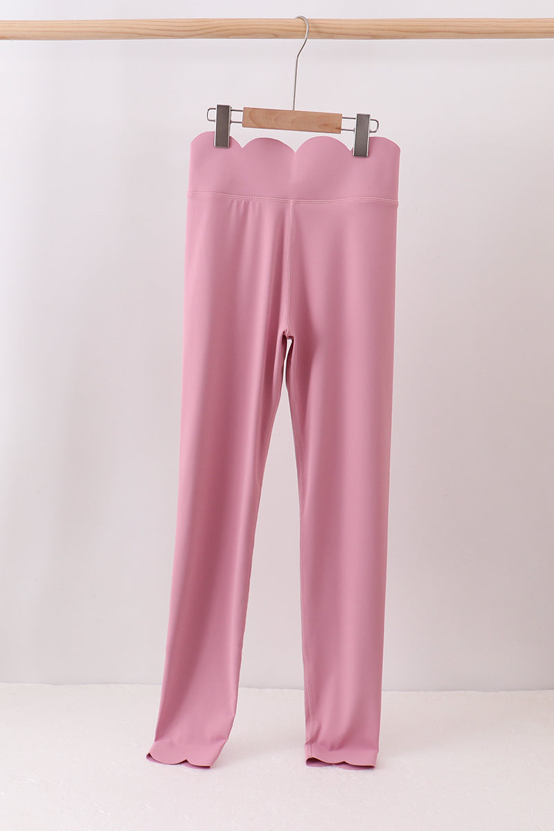 Lilac Scalloped Mom Yoga Active Leggings