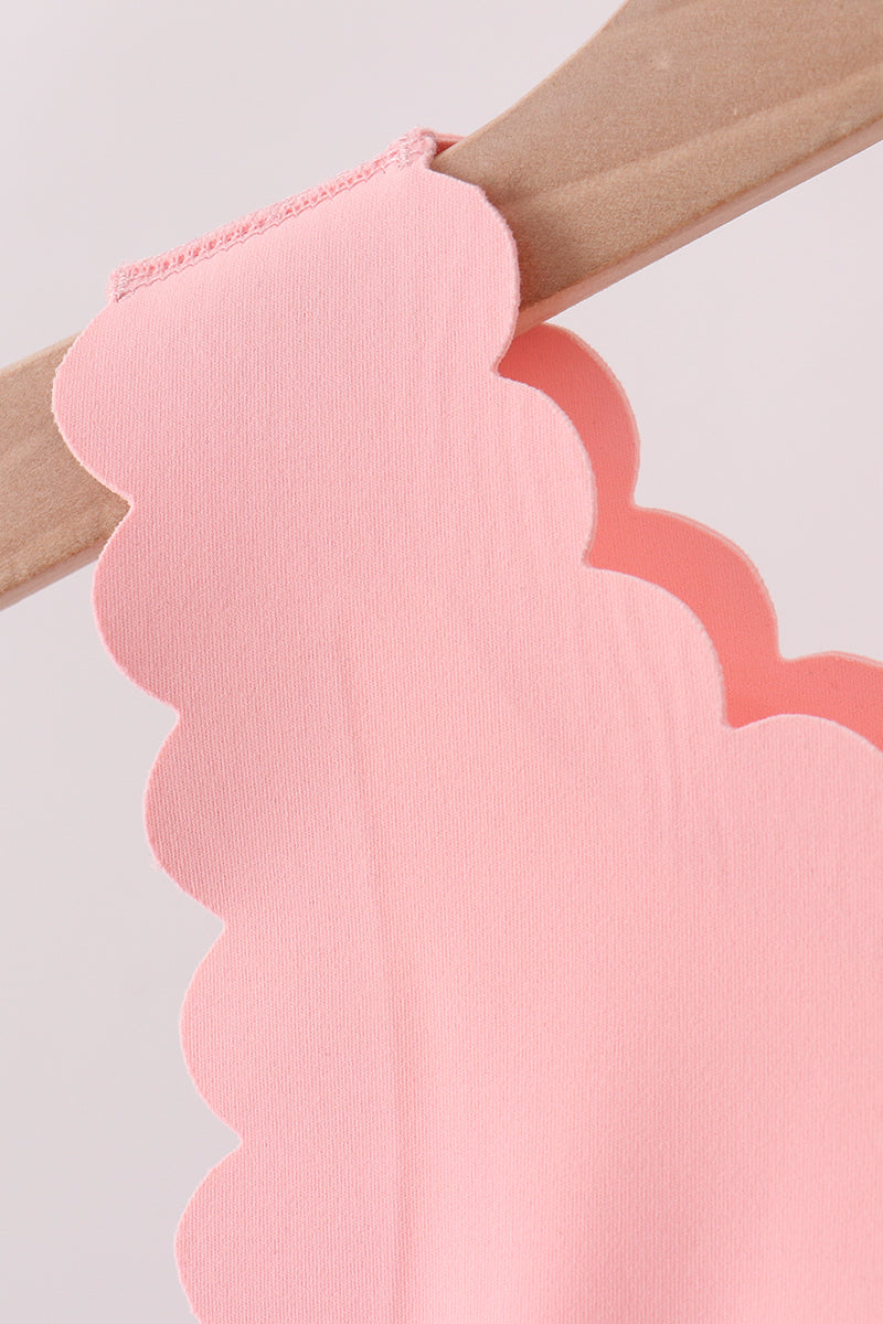 Pink Scalloped Yoga Skorts Set
