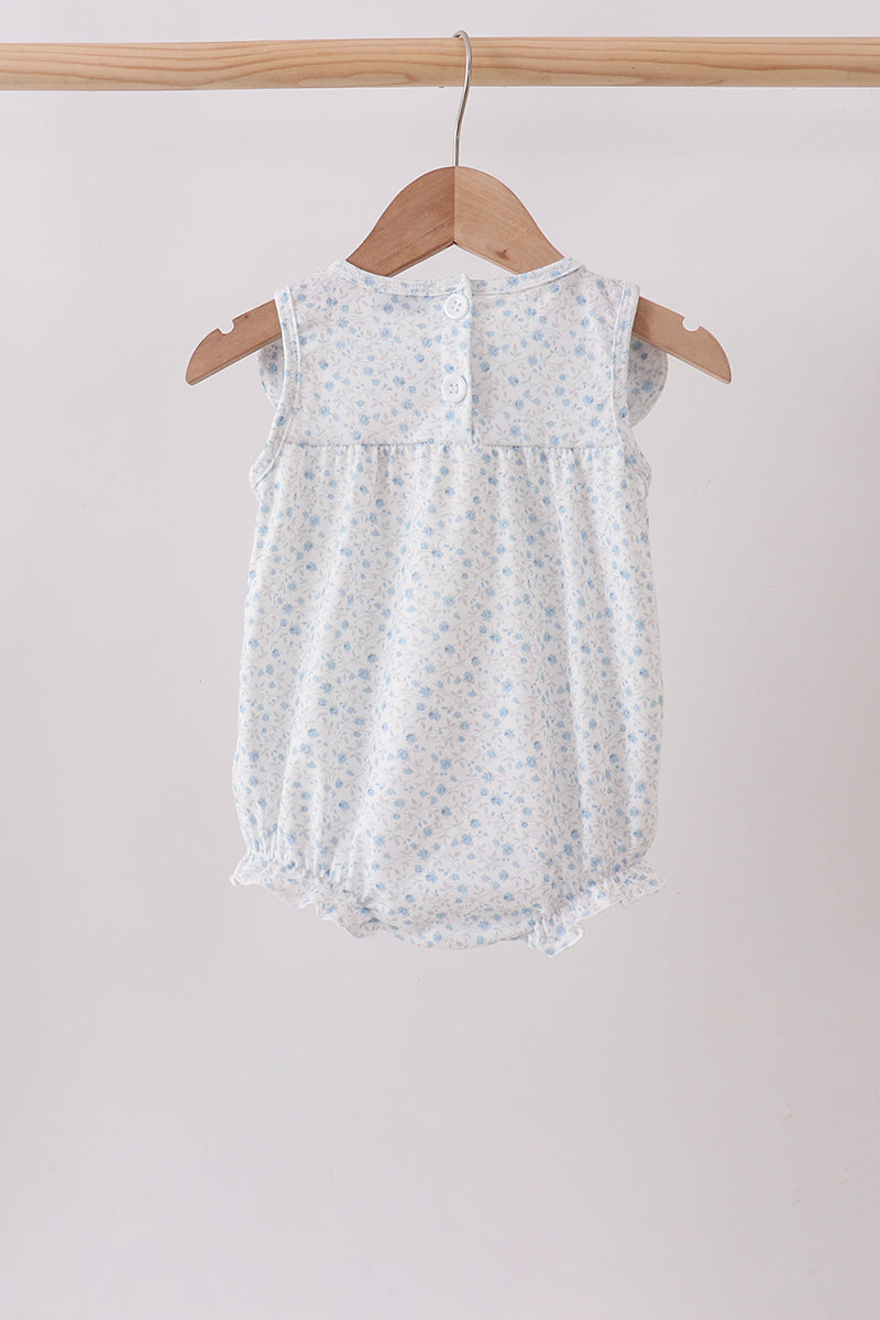 Blue Floral Embroidered Bubble