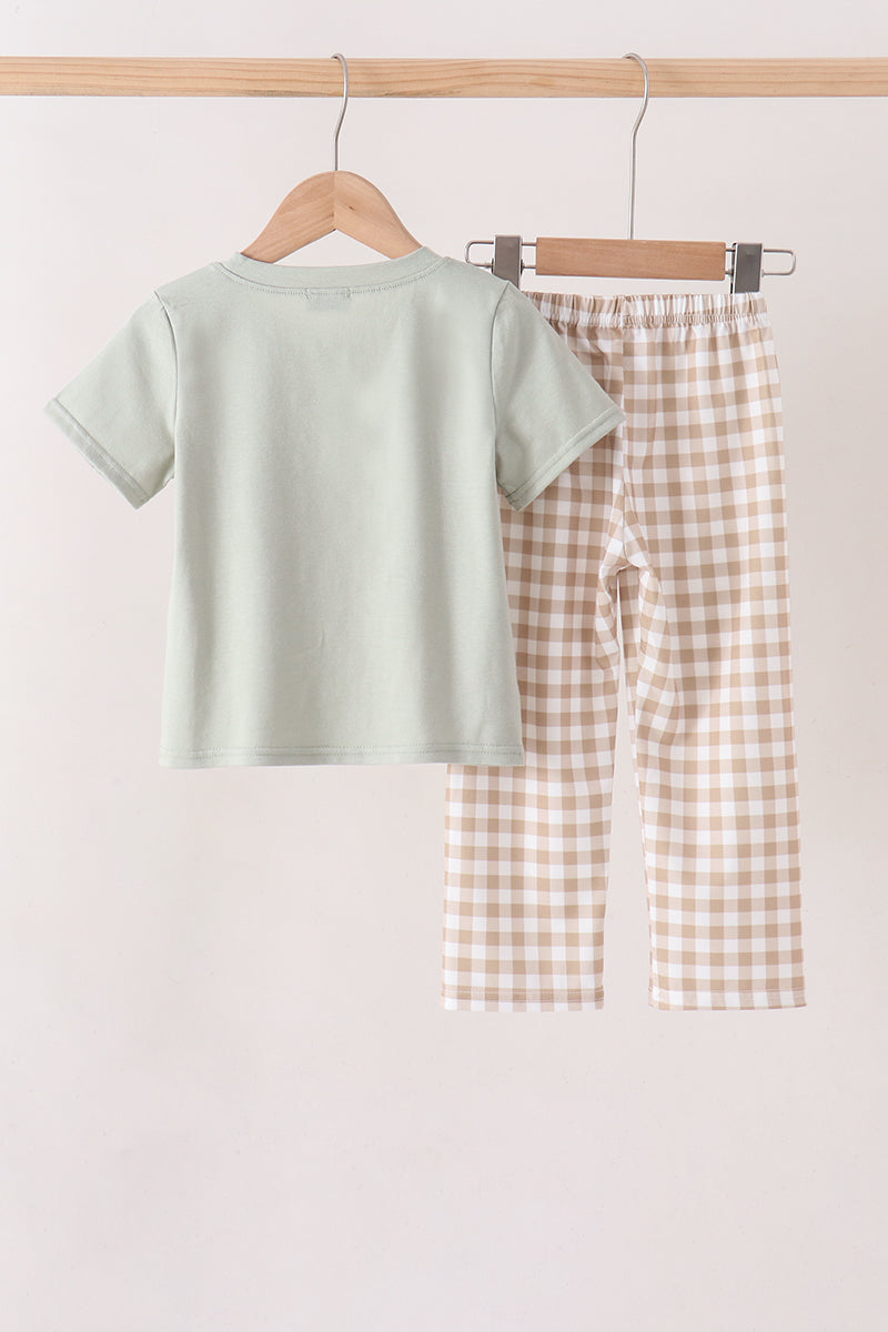 Green Scarecrow Embroidery Pants Set