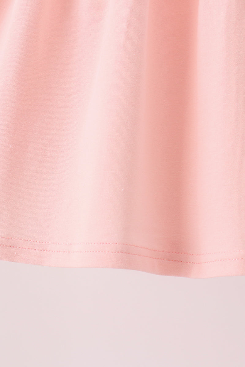 Pink pumpkin bow applique ruffle dress