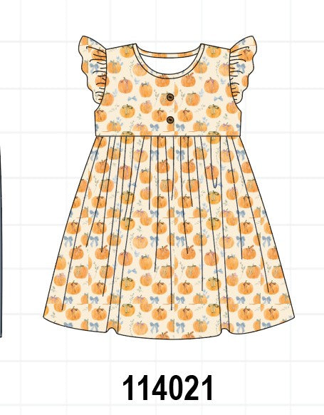 Pumpkin Bow Ruffle Dress