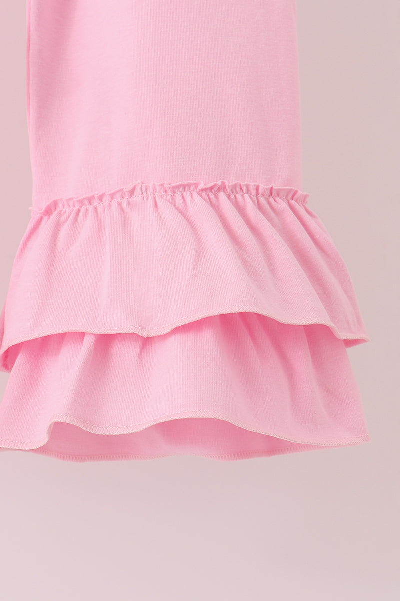Pink football sequin stripe ruffle pants set