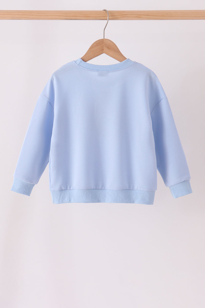 Blue football sequin mom&me top