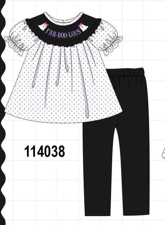 Black Ghost Embroidery Pants Set