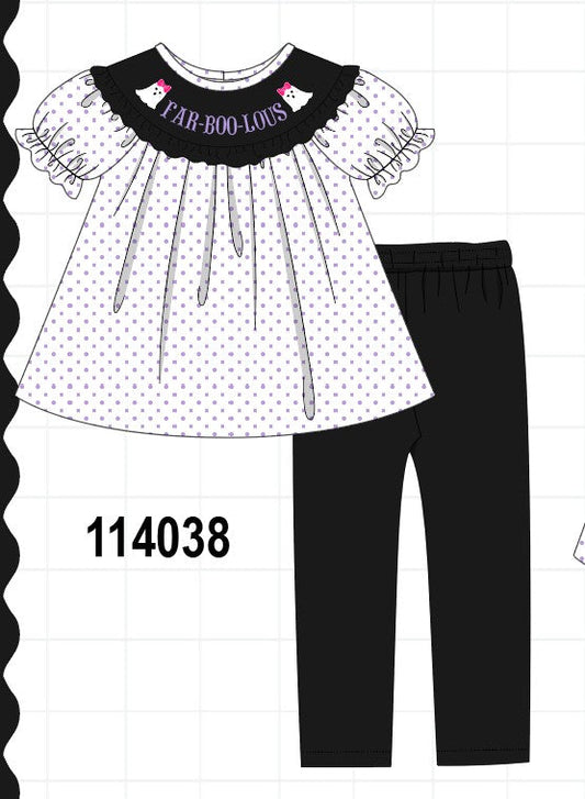 Black Ghost Embroidery Pants Set