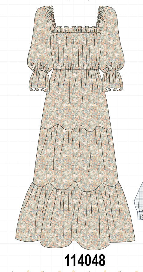 Floral print tiered mom dress