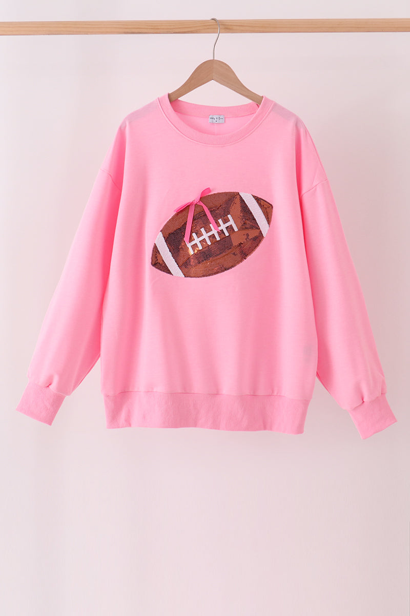 Pink football sequin mom&me top