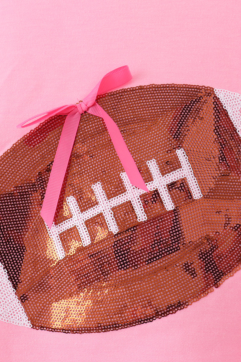 Pink football sequin mom&me top