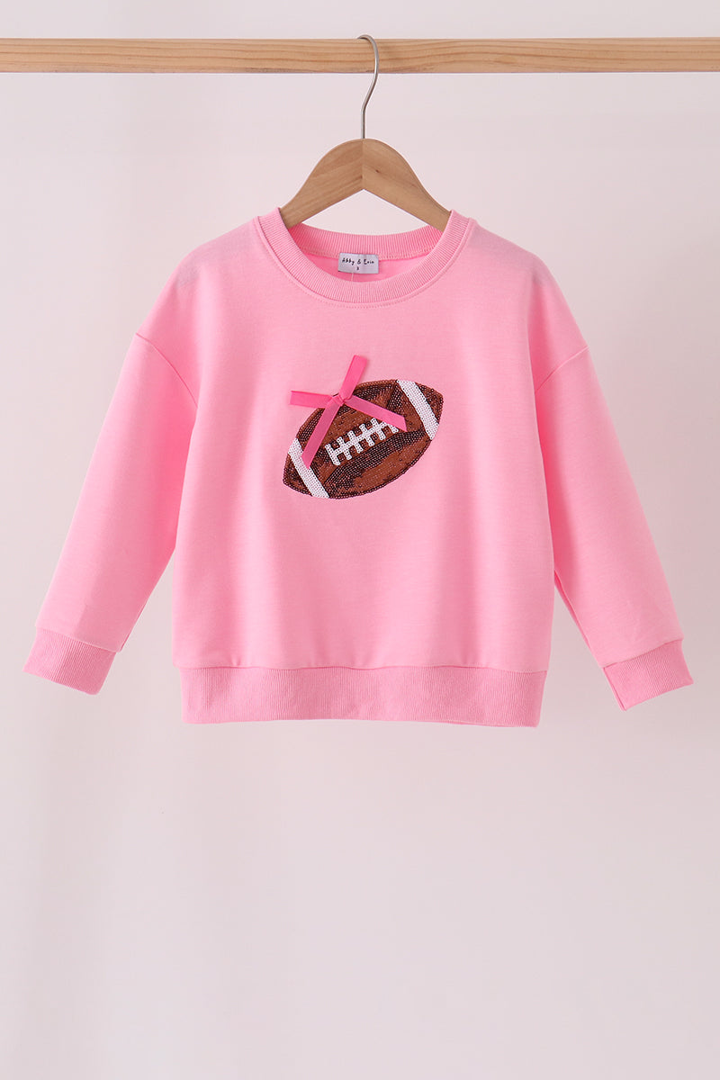 Pink football sequin mom&me top