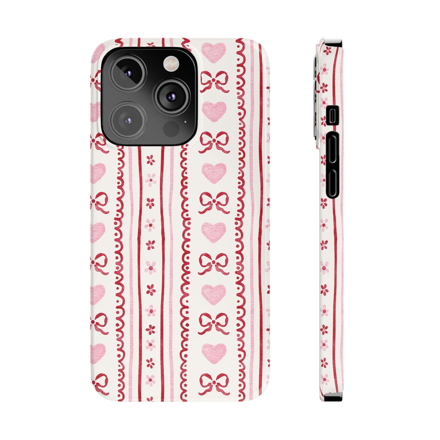 Watercolor Bow Slim Phone Case - Valentine's Day Print