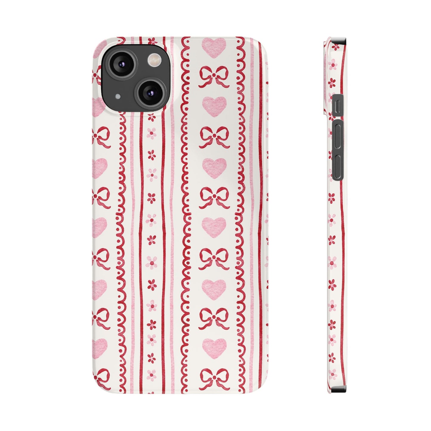 Watercolor Bow Slim Phone Case - Valentine's Day Print