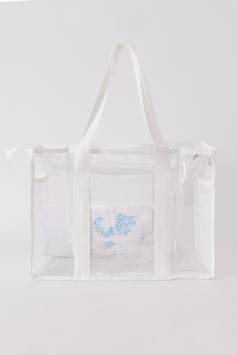 White clear waterproof beach travel bag