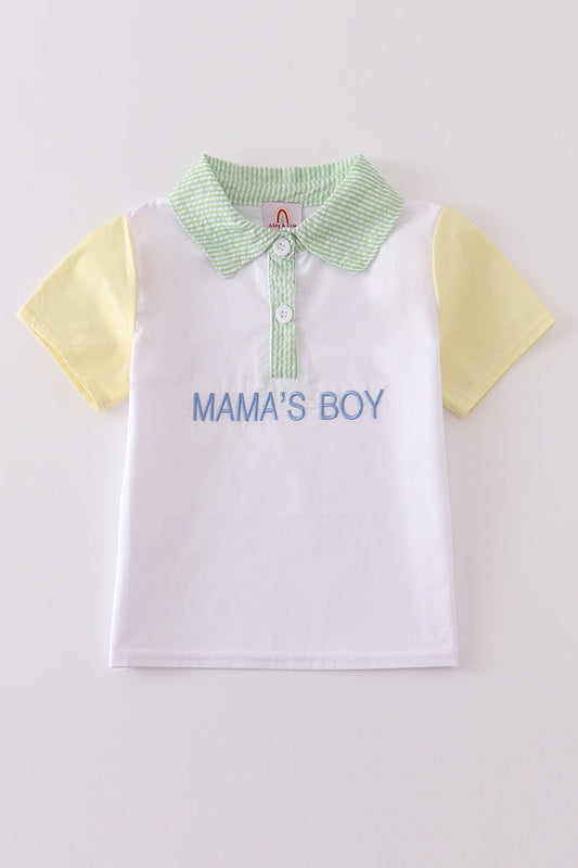 Seersucker mama's boy embroidery boy shirt