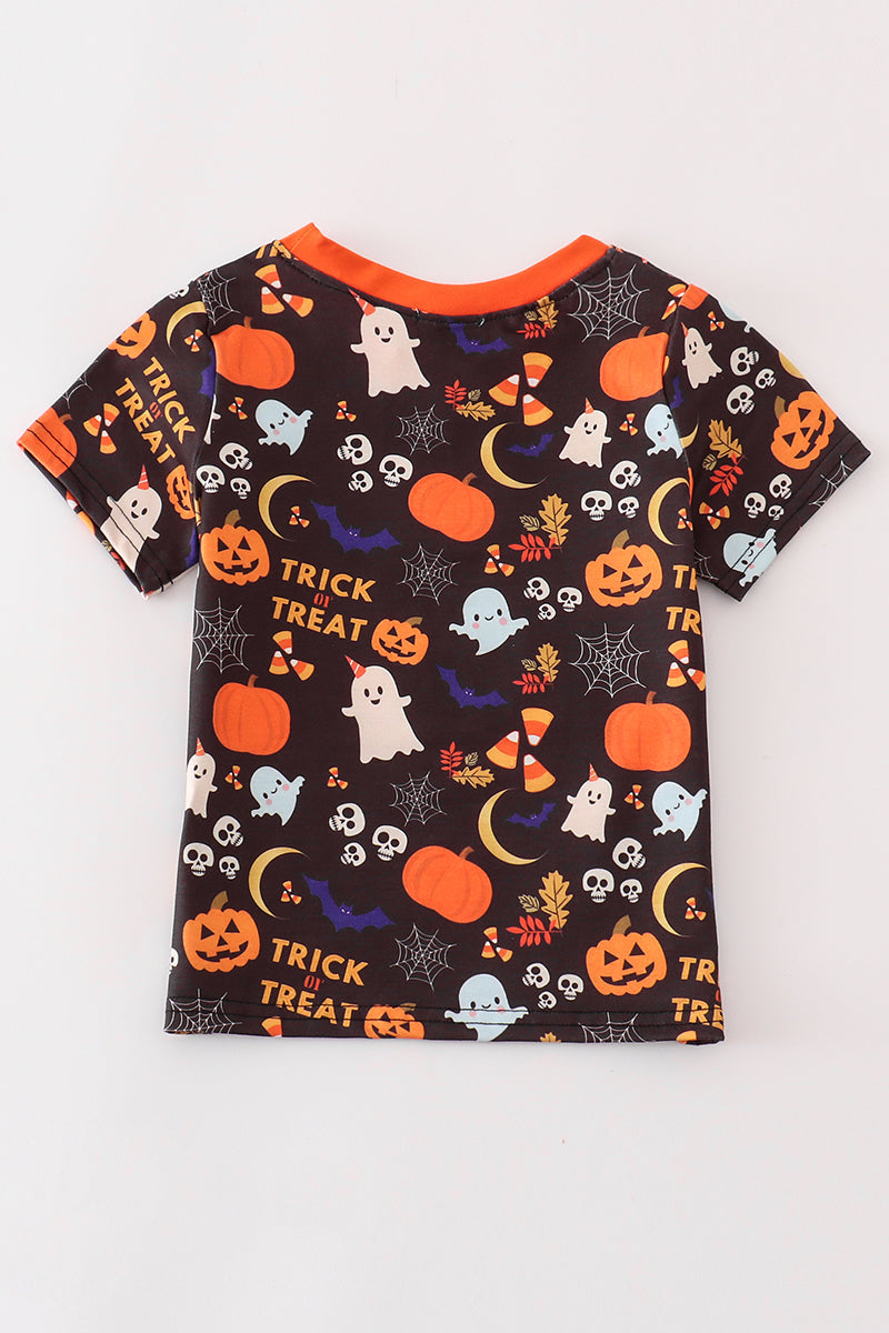 Orange halloween ruffle boy top