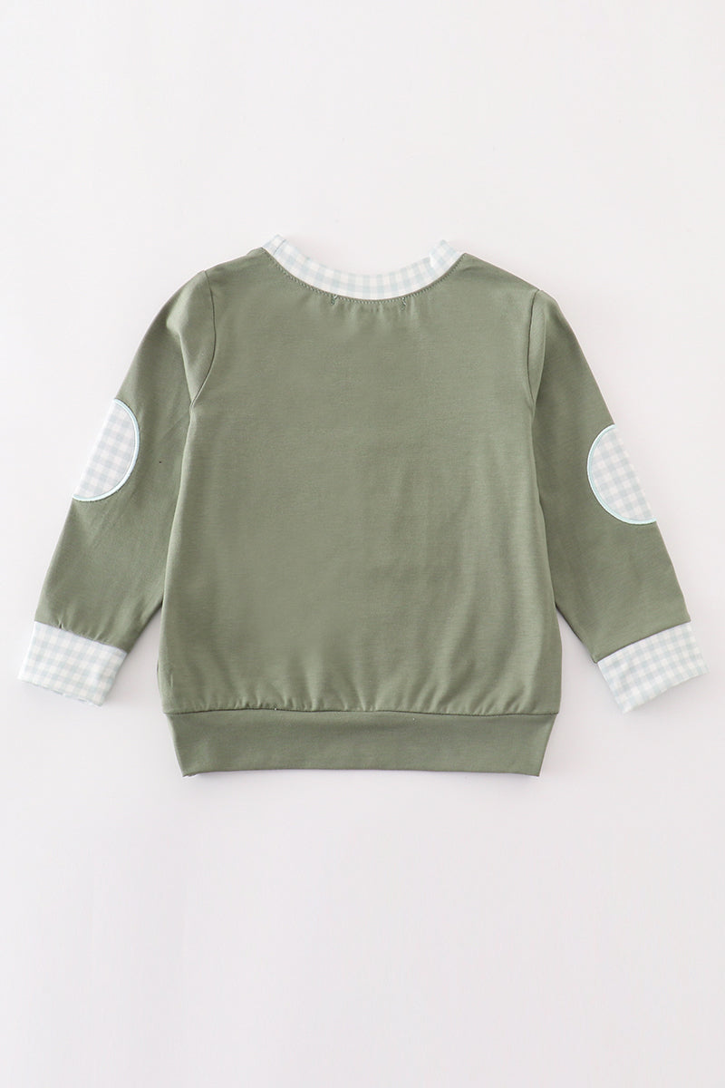 Green train pumpkin applique boy top