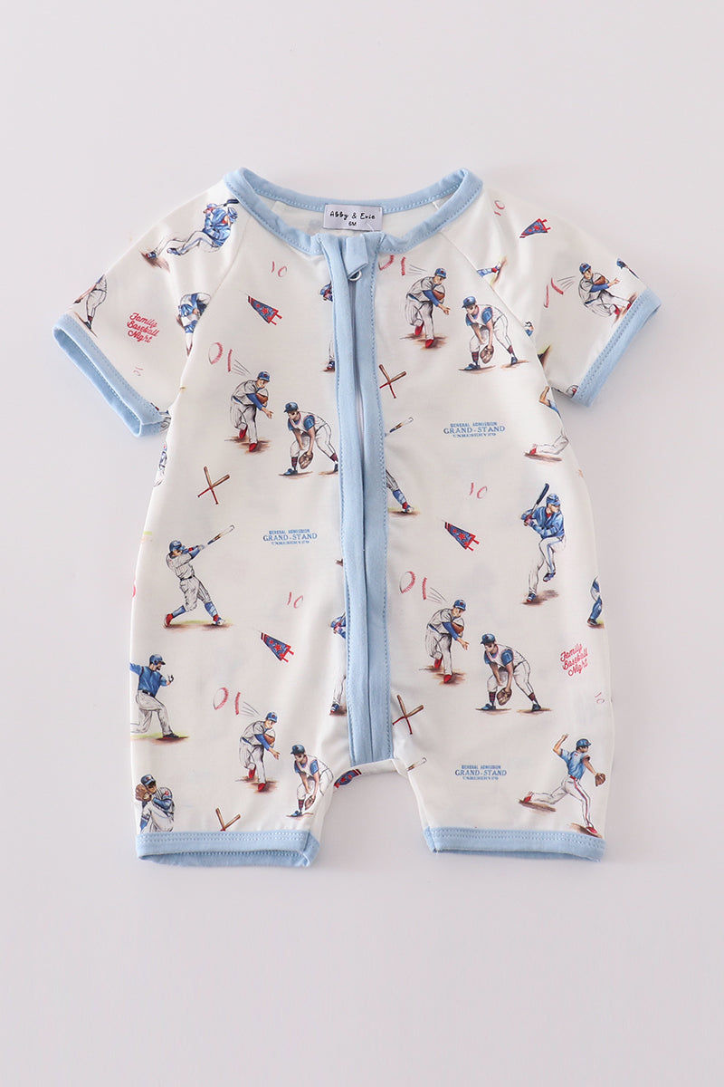 Baseball print boy romper