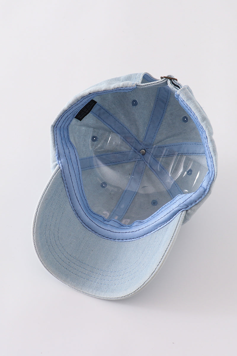 Denim embroidery baseball cap