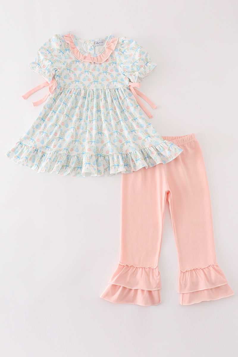 Pink pumpkin print girl set