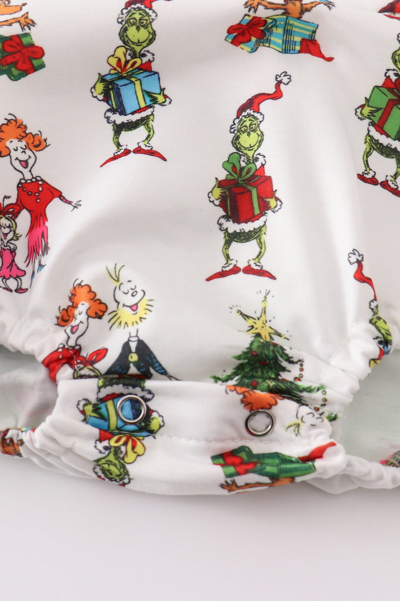 White grinch print girl bubble