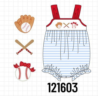 Blue baseball embroidery girl bubble