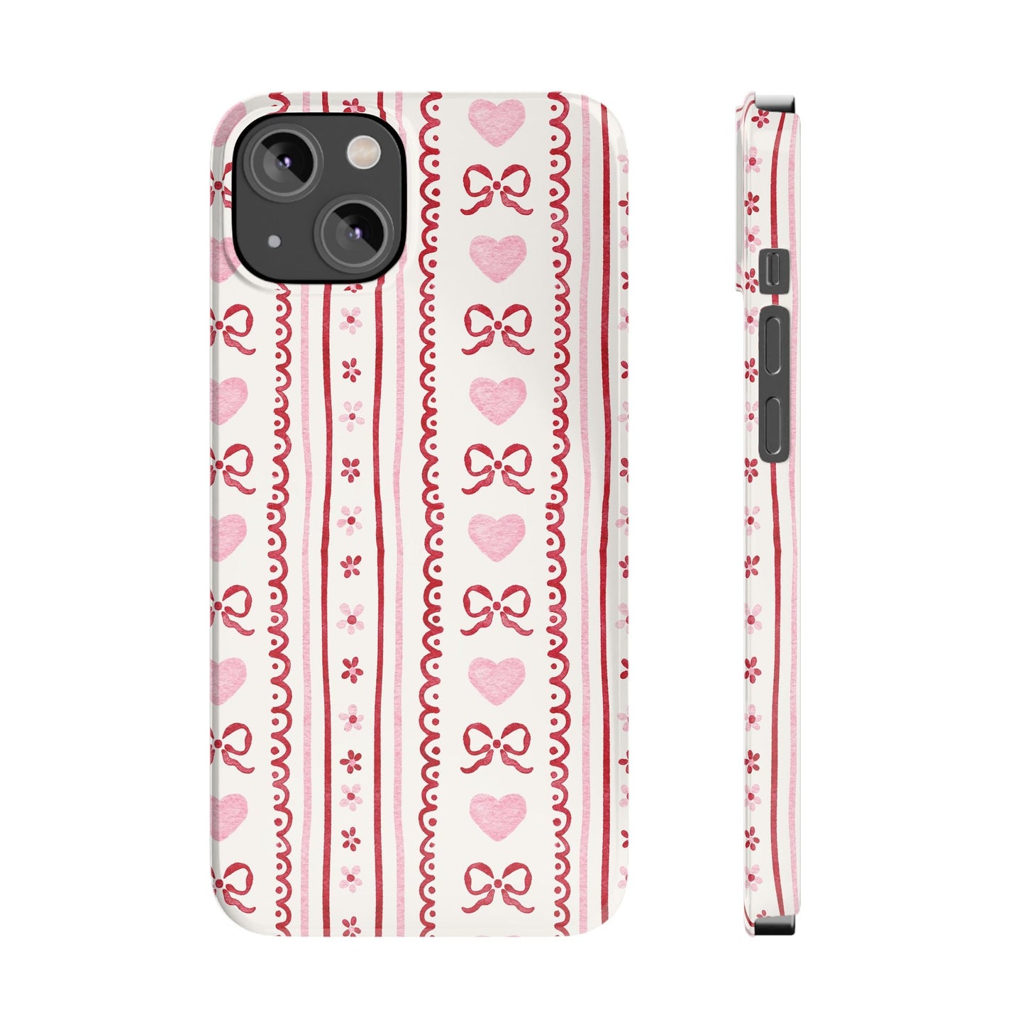 Watercolor Bow Slim Phone Case - Valentine's Day Print