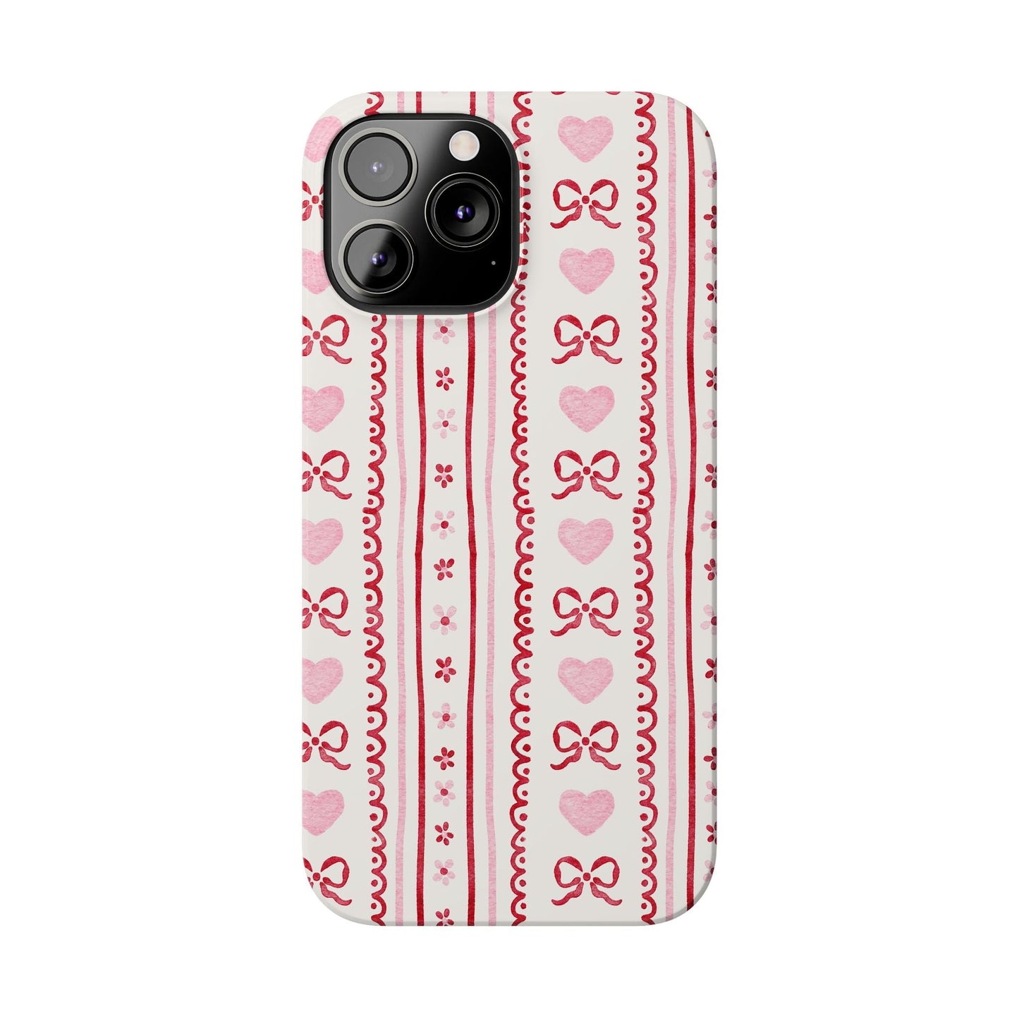 Watercolor Bow Slim Phone Case - Valentine's Day Print