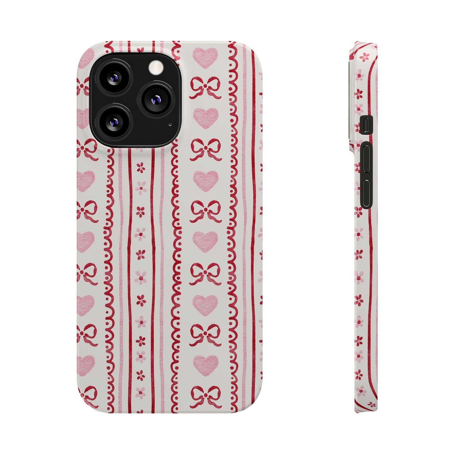 Watercolor Bow Slim Phone Case - Valentine's Day Print