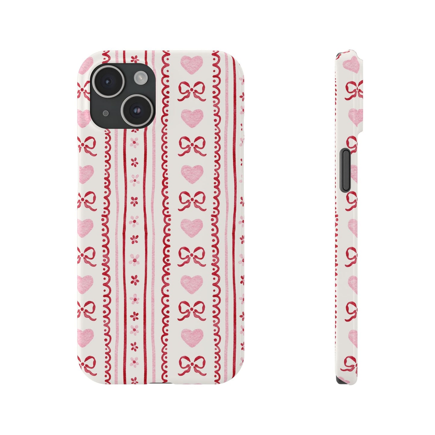 Watercolor Bow Slim Phone Case - Valentine's Day Print